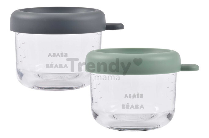Sada dóz na jedlo Mineral Sage Green Beaba 150 ml 2 kusy z kvalitného skla