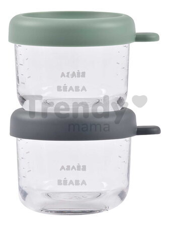 Sada dóz na jedlo Mineral Sage Green Beaba 150 ml 2 kusy z kvalitného skla