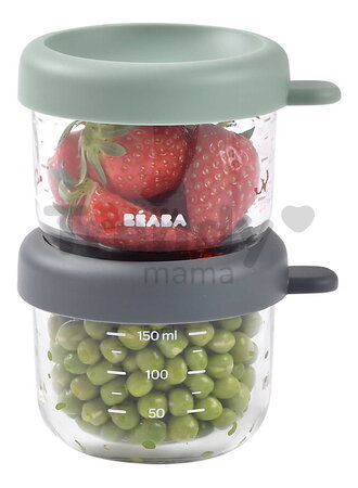 Sada dóz na jedlo Mineral Sage Green Beaba 150 ml 2 kusy z kvalitného skla