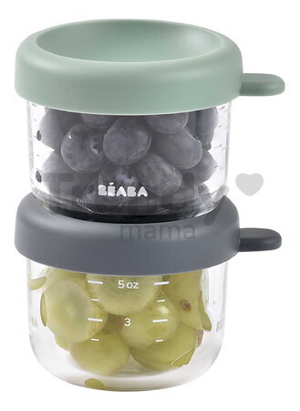 Sada dóz na jedlo Mineral Sage Green Beaba 150 ml 2 kusy z kvalitného skla