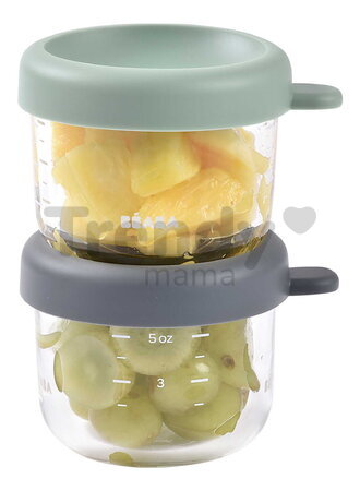 Sada dóz na jedlo Mineral Sage Green Beaba 150 ml 2 kusy z kvalitného skla