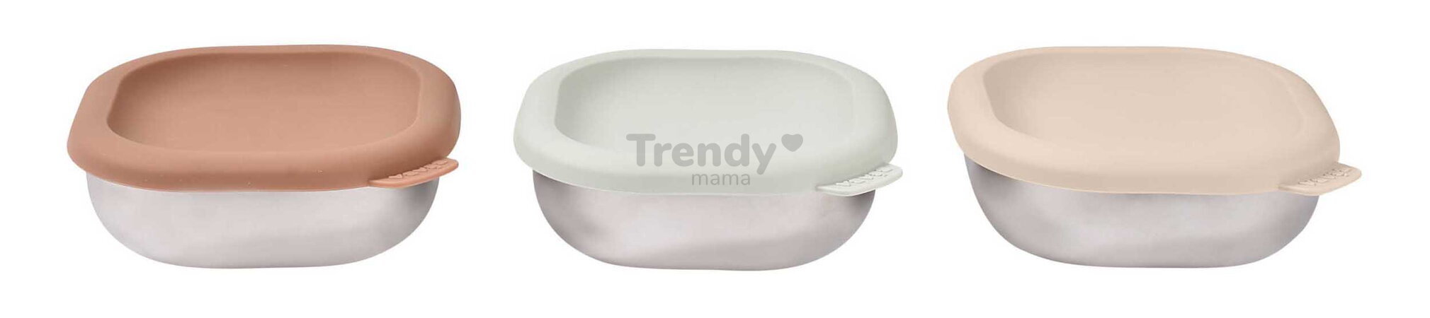 Súprava nerezových dóz na jedlo Multi Use Stainless Steel Meal Boxes Natural Set Beaba so silikónovým viečkom 250 ml 3 kusy od 4 mes