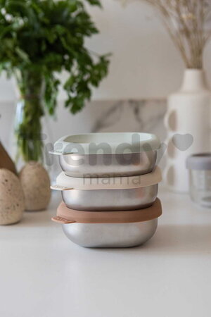Súprava nerezových dóz na jedlo Multi Use Stainless Steel Meal Boxes Natural Set Beaba so silikónovým viečkom 250 ml 3 kusy od 4 mes