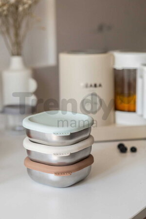 Súprava nerezových dóz na jedlo Multi Use Stainless Steel Meal Boxes Natural Set Beaba so silikónovým viečkom 250 ml 3 kusy od 4 mes