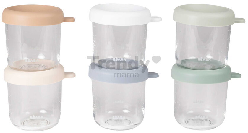 Sada dóz na jedlo Conservative Jars Natural Color Mix Beaba 250 ml 6 kusov z kvalitného skla