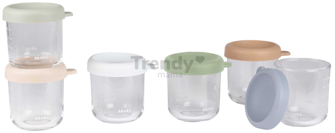 Sada dóz na jedlo Conservative Jars Natural Color Mix Beaba 250 ml 6 kusov z kvalitného skla