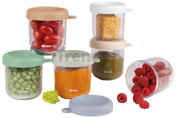 Sada dóz na jedlo Conservative Jars Natural Color Mix Beaba 250 ml 6 kusov z kvalitného skla