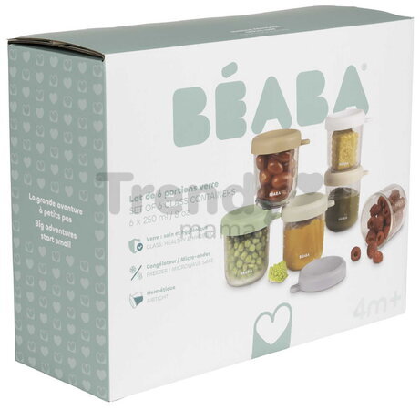Sada dóz na jedlo Conservative Jars Natural Color Mix Beaba 250 ml 6 kusov z kvalitného skla