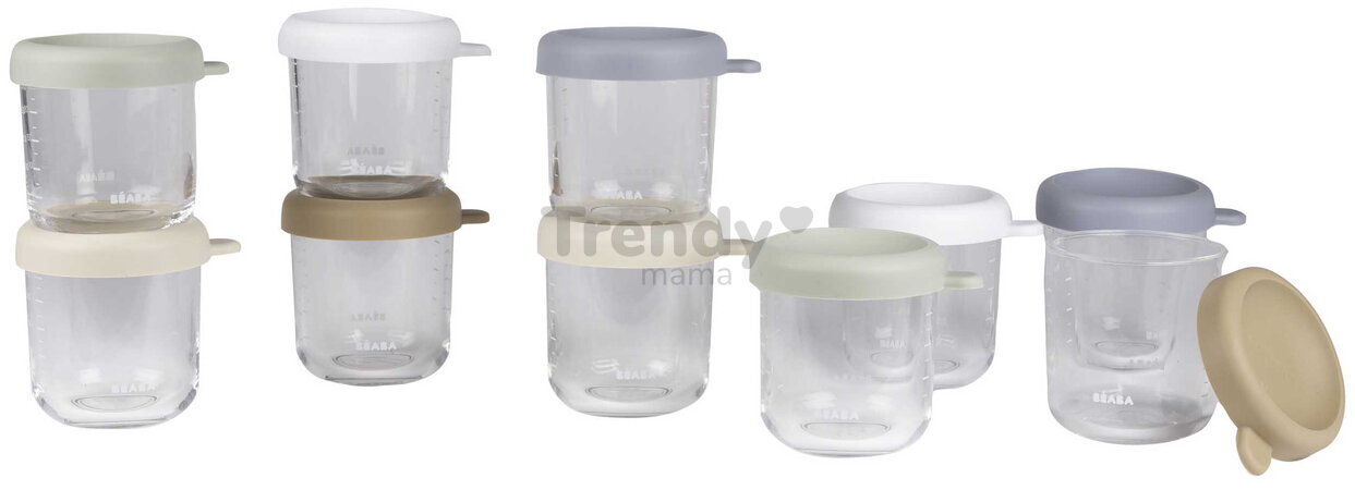 Sada dóz na jedlo Conservative Jars Natural Color Mix Beaba 250 ml 10 kusov z kvalitného skla