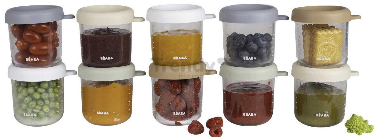 Sada dóz na jedlo Conservative Jars Natural Color Mix Beaba 250 ml 10 kusov z kvalitného skla