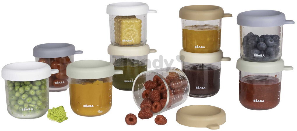 Sada dóz na jedlo Conservative Jars Natural Color Mix Beaba 250 ml 10 kusov z kvalitného skla