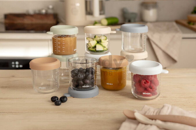 Sada dóz na jedlo Conservative Jars Natural Color Mix Beaba 250 ml 10 kusov z kvalitného skla
