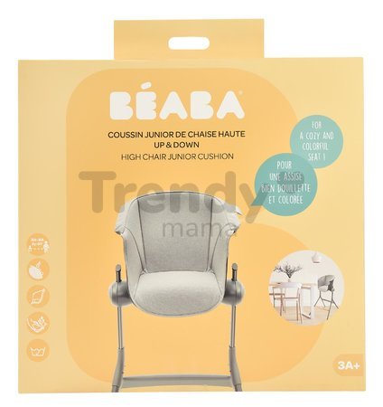 Textilná vložka Junior Up & Down High Chair Beaba k drevenej jedálenskej stoličke sivá od 36 mes