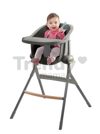 Jedálenská stolička z dreva Up & Down High Chair Beaba polohovatelná do 6 výšok sivá od 6-36 mes