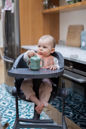 Jedálenská stolička z dreva Up & Down High Chair Beaba polohovatelná do 6 výšok sivá od 6-36 mes