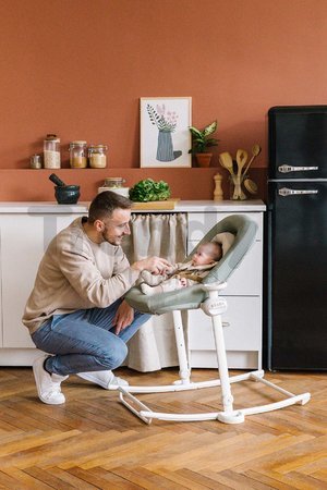 Detské polohovateľné lehátko Up & Down Bouncer IV Beaba Seagrass 4 výšky a 3 pozície sivé od 0 mes