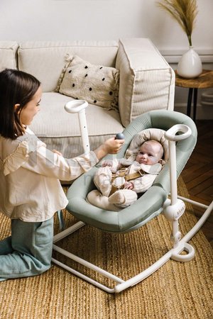 Detské polohovateľné lehátko Up & Down Bouncer IV Beaba Seagrass 4 výšky a 3 pozície sivé od 0 mes