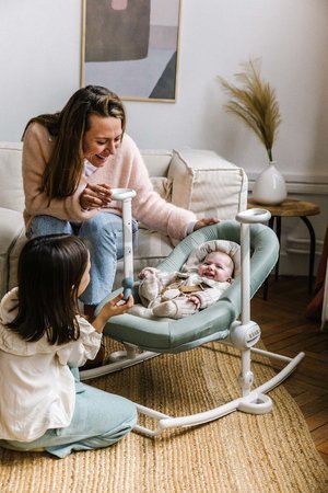 Detské polohovateľné lehátko Up & Down Bouncer IV Beaba Seagrass 4 výšky a 3 pozície sivé od 0 mes