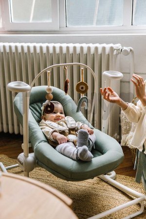 Detské polohovateľné lehátko Up & Down Bouncer IV Beaba Seagrass 4 výšky a 3 pozície sivé od 0 mes