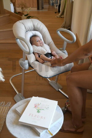 Detské polohovateľné lehátko Up & Down Bouncer IV Clay Beaba 4 výšky a 3 pozície béžové od 0 mes