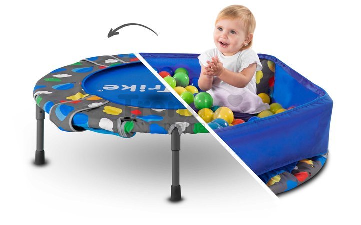 Trampolína Activity Center 3-in-1 smarTrike skladacia okrúhla s obvodom 92 cm s rúčkou bazénom a 100 ks loptičiek od 10 mes