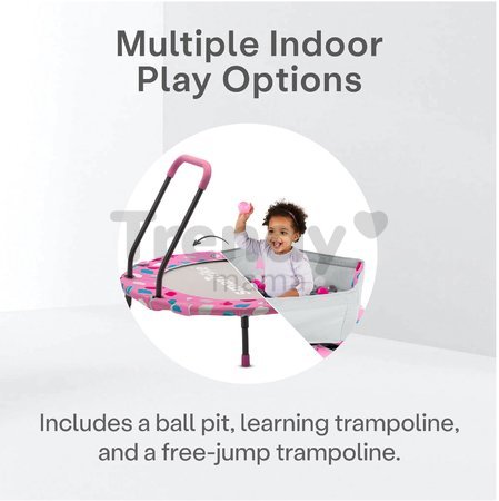 Trampolína Activity Center 3-in-1 Pink smarTrike skladacia okrúhla s obvodom 92 cm s rúčkou bazénom a 100 ks loptičiek od 10 mes