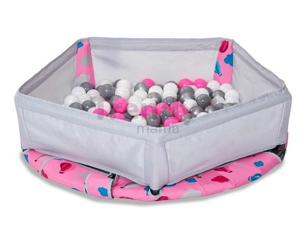 Trampolína Activity Center 3-in-1 Pink smarTrike skladacia okrúhla s obvodom 92 cm s rúčkou bazénom a 100 ks loptičiek od 10 mes