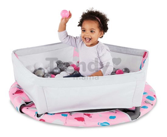 Trampolína Activity Center 3-in-1 Pink smarTrike skladacia okrúhla s obvodom 92 cm s rúčkou bazénom a 100 ks loptičiek od 10 mes