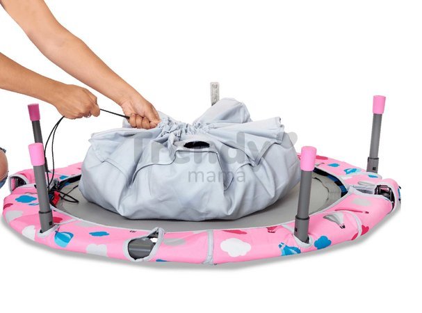 Trampolína Activity Center 3-in-1 Pink smarTrike skladacia okrúhla s obvodom 92 cm s rúčkou bazénom a 100 ks loptičiek od 10 mes