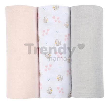 Textilné plienky z bavlneného mušelínu Cotton Muslin Cloths Beaba Cygne sada 3 kusov 70*70 cm od 0 mes ružové