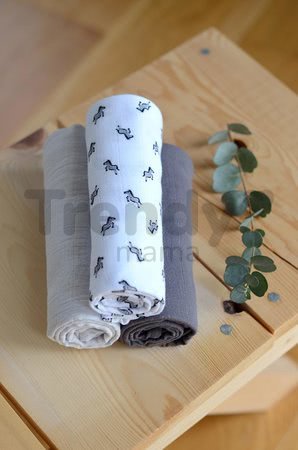 Textilné plienky z bavlneného mušelínu Cotton Muslin Cloths Beaba Savane sada 3 kusov 70*70 cm od 0 mes šedé