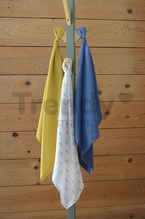 Textilné plienky z bavlneného mušelínu Cotton Muslin Cloths Beaba Teckel sada 3 kusov 70*70 cm od 0 mes modro-béžové