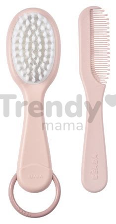 Detský hrebeň a kefa na vlásky Beaba Baby Brush and Comb Old Pink ružový od 0 mes