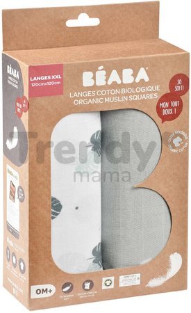 Textilné plienky z bavlneného mušelínu Bolte 2 Swadlles 120 cm Beaba Mirage Grey/Jungle sada 2 kusov od 0 mes