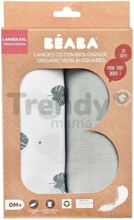 Textilné plienky z bavlneného mušelínu Bolte 2 Swadlles 120 cm Beaba Mirage Grey/Jungle sada 2 kusov od 0 mes