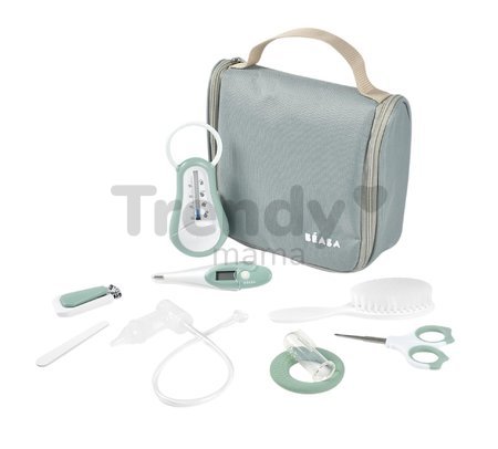 Toaletné potreby pre bábätko Hanging Toiletry Pouch Beaba Sage Green v závesnej taštičke s 9 doplnkami zelené od 0 mes