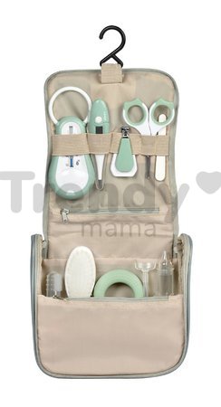 Toaletné potreby pre bábätko Hanging Toiletry Pouch Beaba Sage Green v závesnej taštičke s 9 doplnkami zelené od 0 mes