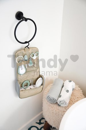 Toaletné potreby pre bábätko Hanging Toiletry Pouch Beaba Sage Green v závesnej taštičke s 9 doplnkami zelené od 0 mes