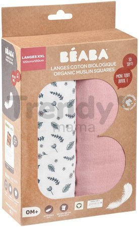 Textilné plienky z bavlneného mušelínu Bolte 2 Swadlles 120 cm Beaba Old Pink/Floral Campaign sada 2 kusov od 0 mes