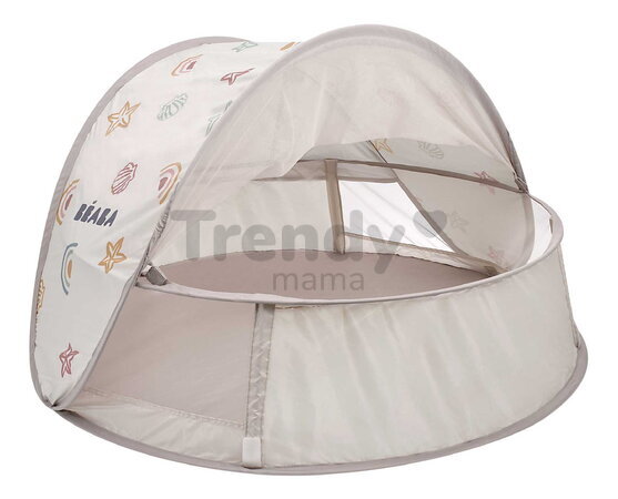 Plážový stan pre deti Breezynest Anti UV Tent Clay Earth Beaba s 360° ventiláciou a ochranou proti piesku a hmyzu béžový od 0-24 mes