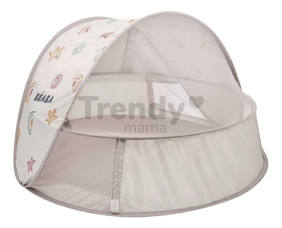 Plážový stan pre deti Breezynest Anti UV Tent Clay Earth Beaba s 360° ventiláciou a ochranou proti piesku a hmyzu béžový od 0-24 mes