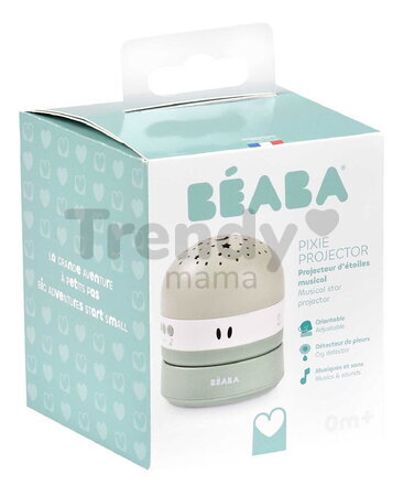 Nočný projektor hviezdnej oblody Pixie Projector Sage Green Beaba s hudbou a zvukmi a so senzorom plaču zelený od 0 mes BE930404