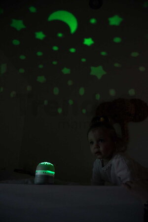 Nočný projektor hviezdnej oblody Pixie Projector Sage Green Beaba s hudbou a zvukmi a so senzorom plaču zelený od 0 mes BE930404