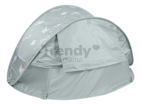 Plážový stan pre deti Breezynest Anti UV Tent Lichen Beaba s 360° ventiláciou a ochranou proti piesku a hmyzu sivý od 0-24 mes