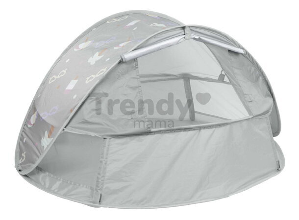 Plážový stan pre deti Breezynest Anti UV Tent Lichen Beaba s 360° ventiláciou a ochranou proti piesku a hmyzu sivý od 0-24 mes