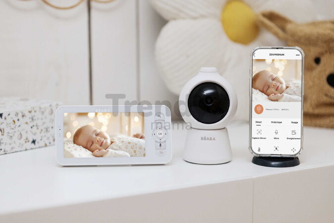 Elektronická opatrovateľka Video Baby Monitor Zen Smart AI White Beaba s 360° kamerou a umelou inteligenciou BE930428