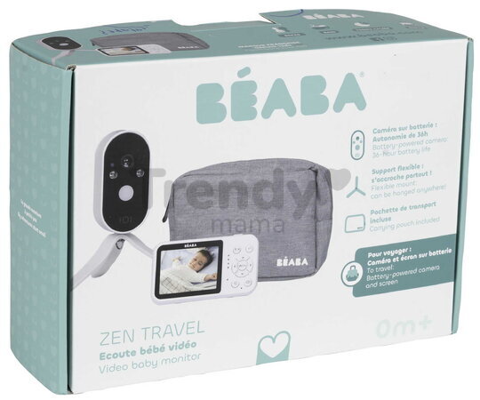 Cestovná elektronická opatrovateľka Video Baby Monitor Zen Travel White Beaba prenosná bez potreby Wi-Fi