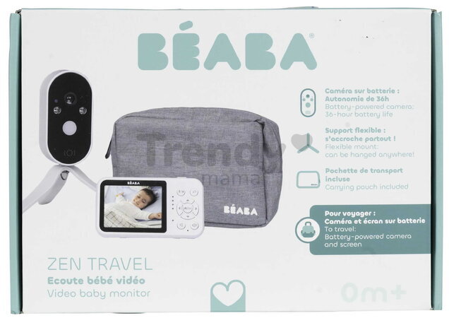 Cestovná elektronická opatrovateľka Video Baby Monitor Zen Travel White Beaba prenosná bez potreby Wi-Fi