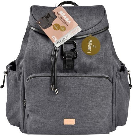 Prebaľovacia taška ako batoh Vancouver Backpack Dark Grey Beaba s doplnkami 22 l objem 42 cm šedá