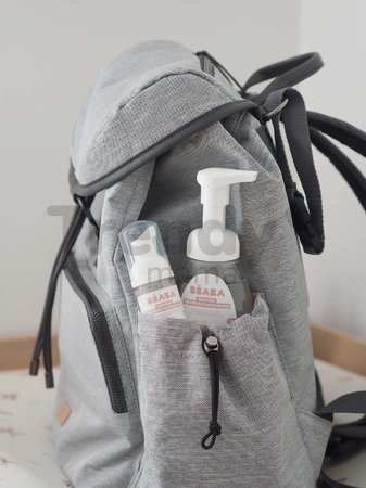 Prebaľovacia taška ako batoh Vancouver Backpack Heather Grey Beaba s doplnkami 22 l objem 42 cm svetlošedá